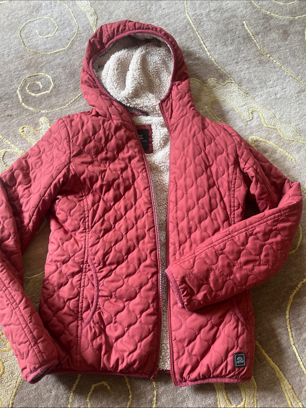 Rip Curl cozy sherpa jacket in dusty rose and cream